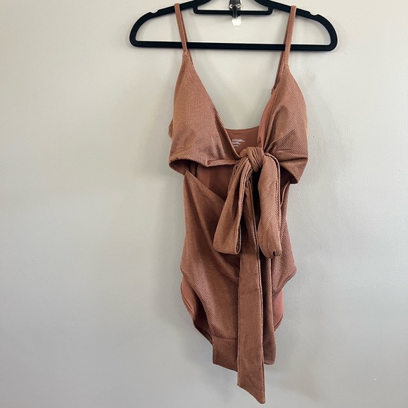 aerie Other - Aerie One Piece Swimsuit Copper - Tie Front Metallic